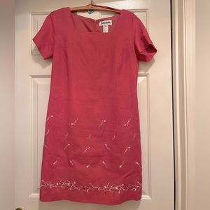 Bagatelle linen dress with embroidered flowers Size 8 petite